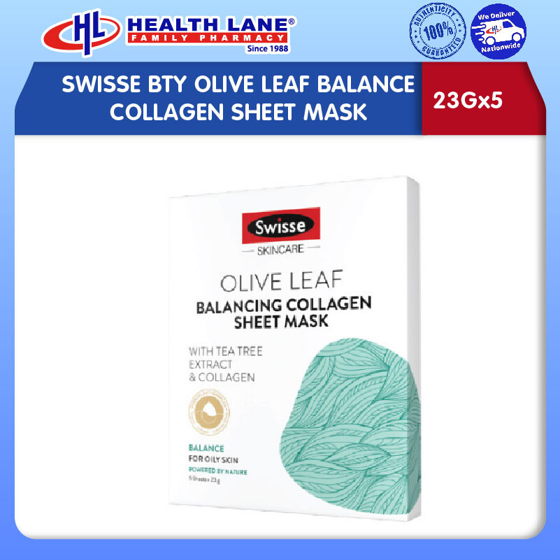 SWISSE BTY OLIVE LEAF BALANCE COLLAGEN SHEET MASK (23Gx5)